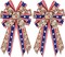 2Pcs Patriotic Large Wreath Bow Red Blue White Stars and Stripes Bow 4th of July Burlap Ribbon Bow